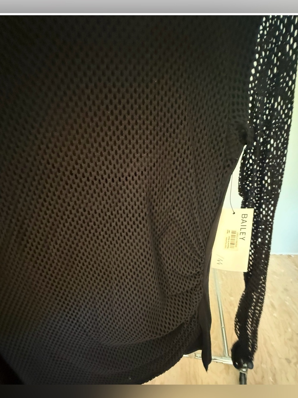 Bailey 44 Black Mesh Long Sleeve Crew Top - Picture 7 of 12